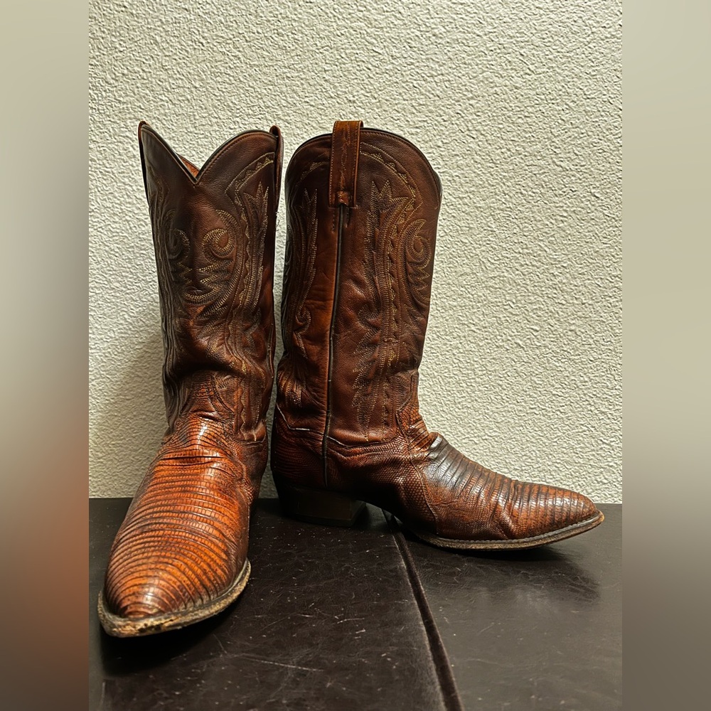 Dan Post Exotic Lizard Cowboy Boots Brown